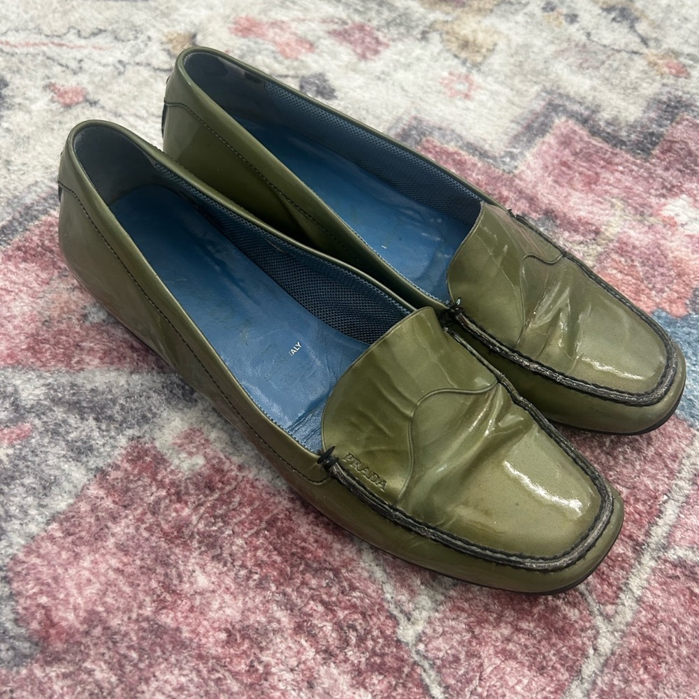 Prada Vintage Olive Green Loafers